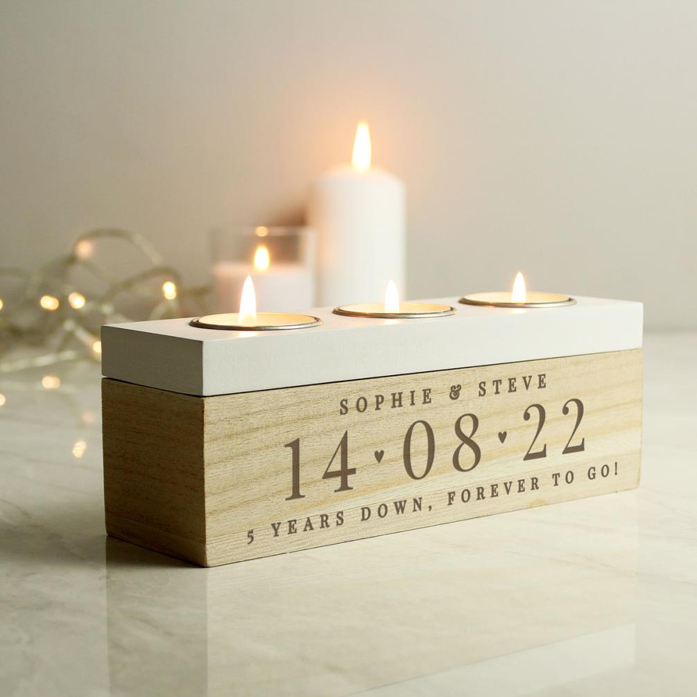 Personalised Large Date Triple Tea Light Box Extra Image 3